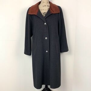 Schneiders Salzburg Women Size 6 Wool Cashmere Long Coat Velvet Collar Gray